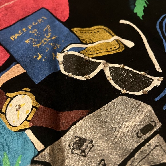 VINTAGE Kolorway USA Hand Painted 3/4 Sleeve Shirt travel passport vacation - Picture 3 of 8